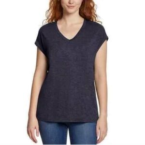 Jessica Simpson Ladies V-Neck Knit Short Sleeve Top, Blue,Size S